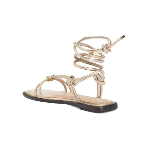 ALTA Gold Made In Colombia Leather Tinna Ankle Wrap Sandals - Picture 2 of 2